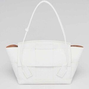 Bottega Veneta White Grainy Calf Leather Arco Tote Bag